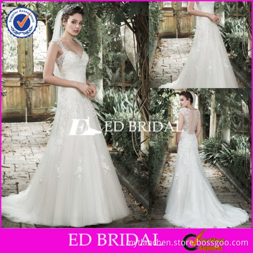 CE1112 Hot Selling Elegant Sheer Covered Back Lace Appliqued Dresses To Wear To A Wedding